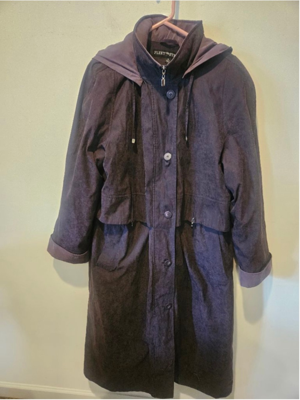 Women's Fleet Street VTG 90s Purple Trench Coat with Removable Lining Size 18